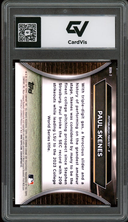 2023 Bowman Draft #BDN-7 Paul Skenes Bowman Draft Night Rookie Card RC Graded 10 Gem Mint - Back