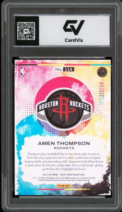 2023 Panini Court Kings #114 Amen Thompson Rookie Card RC Graded 10 Gem Mint - Back