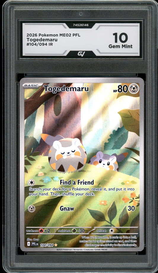 2026 Pokemon ME02 Phantasmal Flames #104/094 Togedemaru IR Graded 10 Gem Mint