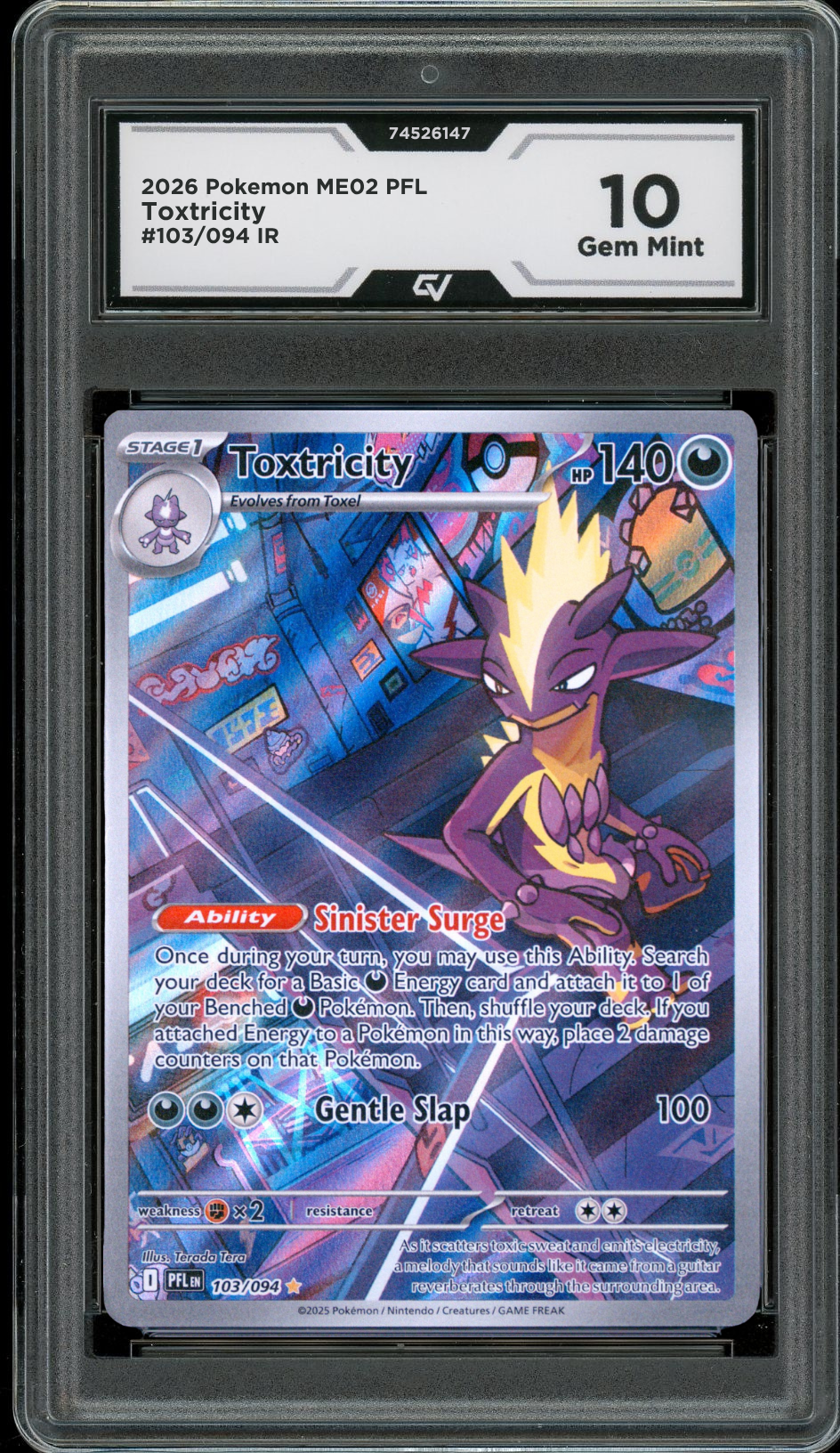 2026 Pokemon ME02 Phantasmal Flames #103/094 Toxtricity IR Graded 10 Gem Mint