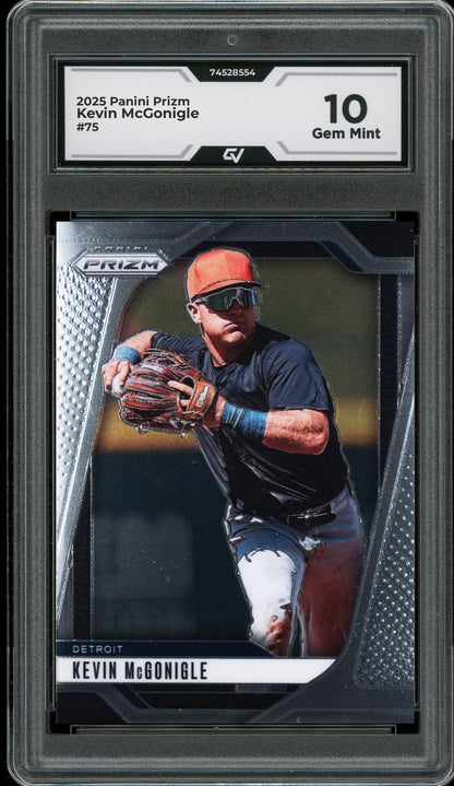 2025 Panini Prizm #75 Kevin McGonigle Graded 10 Gem Mint - Front
