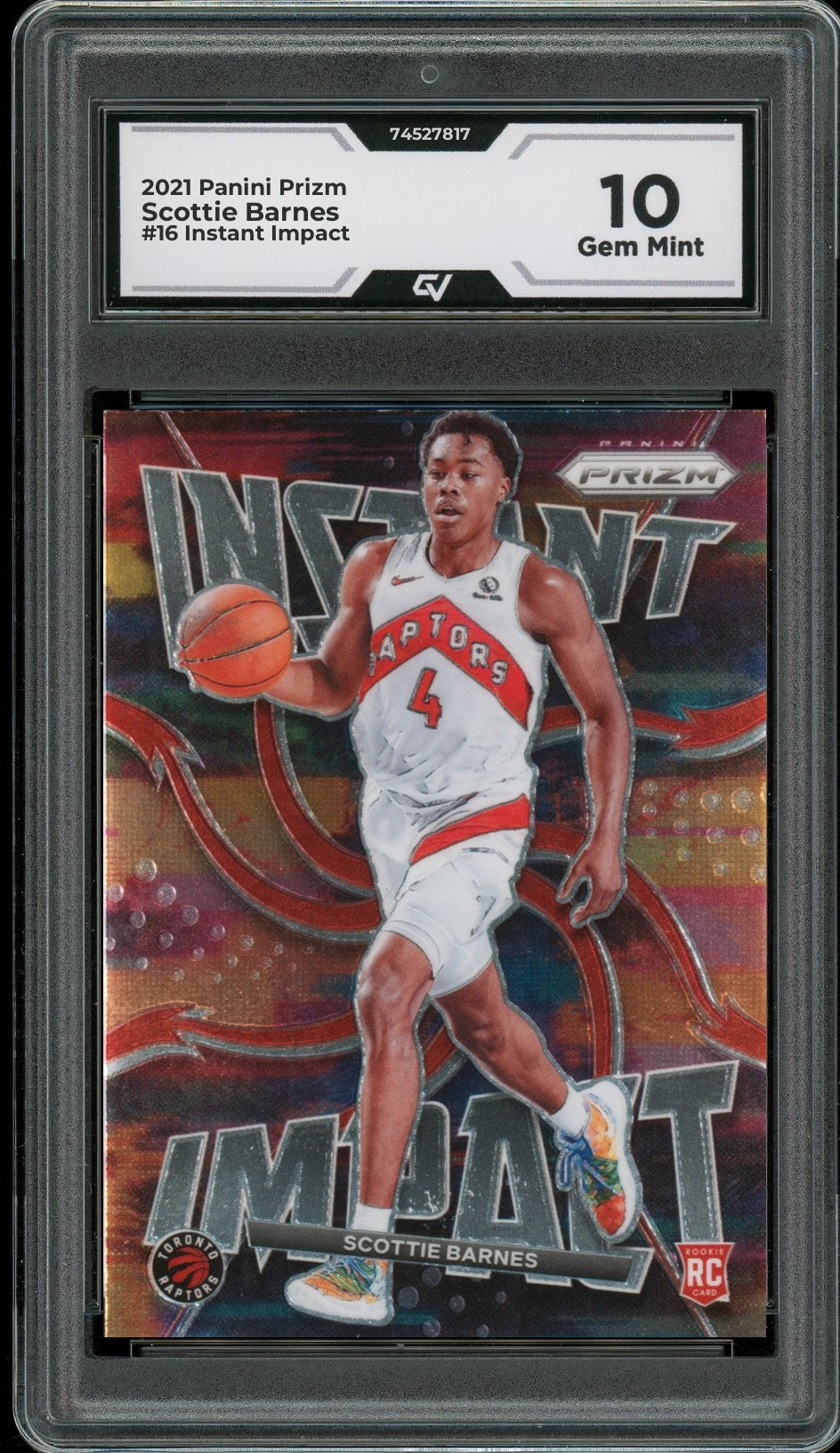 2021 Panini Prizm #16 Scottie Barnes Instant Impact Graded 10 Gem Mint - Front