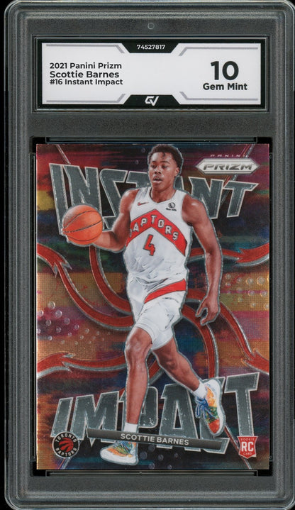 2021 Panini Prizm #16 Scottie Barnes Instant Impact Graded 10 Gem Mint - Front