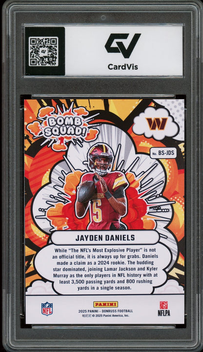 2025 Panini Donruss #BS-JDS Jayden Daniels Bomb Squad Graded 10 Gem Mint - Back