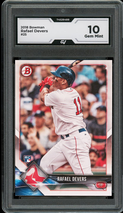 2018 Bowman #25 Rafael Devers Rookie Card RC Graded 10 Gem Mint - Front