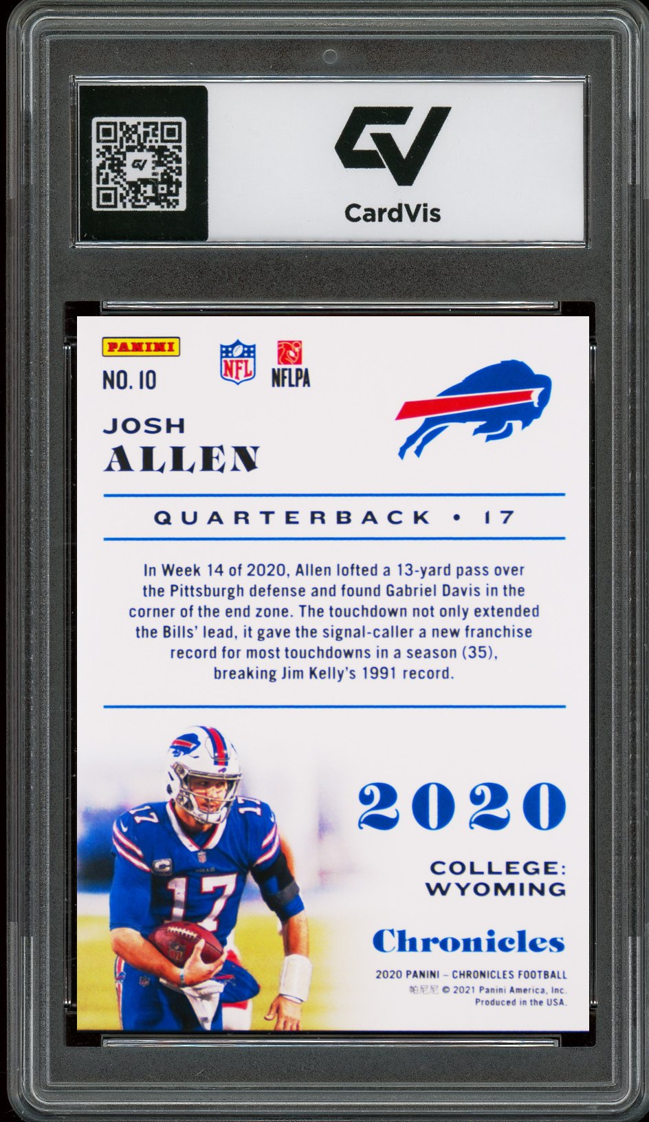2020 Panini Chronicles #10 Josh Allen Graded 10 Gem Mint - Back