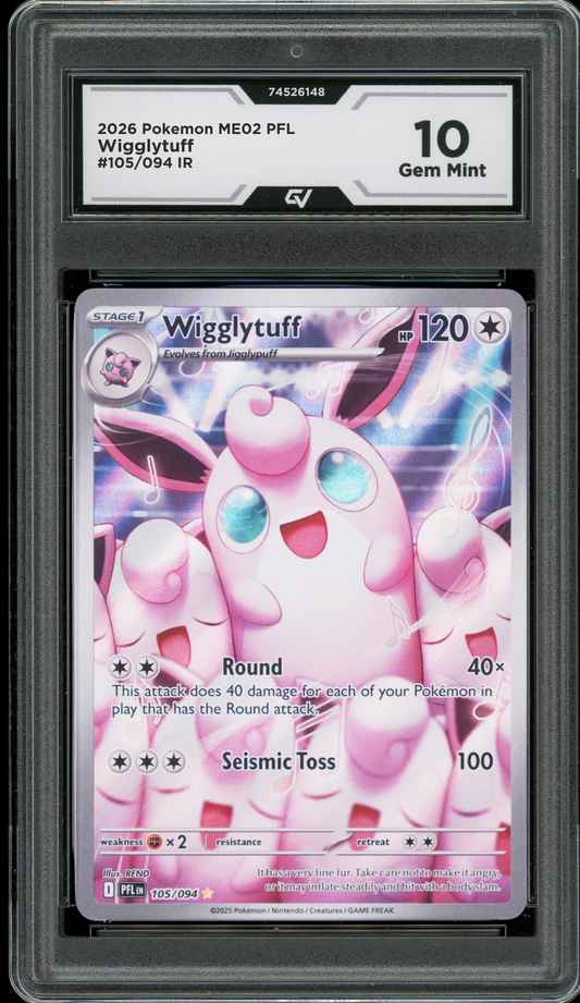 2026 Pokemon ME02 Phantasmal Flames #105/094 Wigglytuff IR Graded 10 Gem Mint