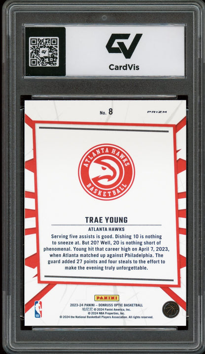 2023 Panini Donruss Optic #8 Trae Young My House Holo Graded 10 Gem Mint - Back