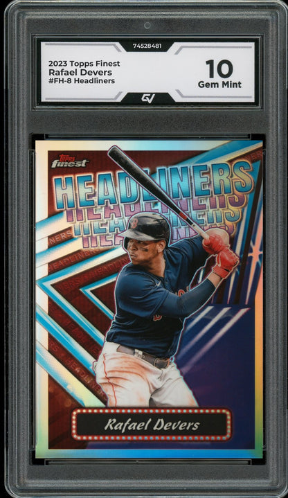 2023 Topps Finest #FH-8 Rafael Devers Headliners Graded 10 Gem Mint - Front