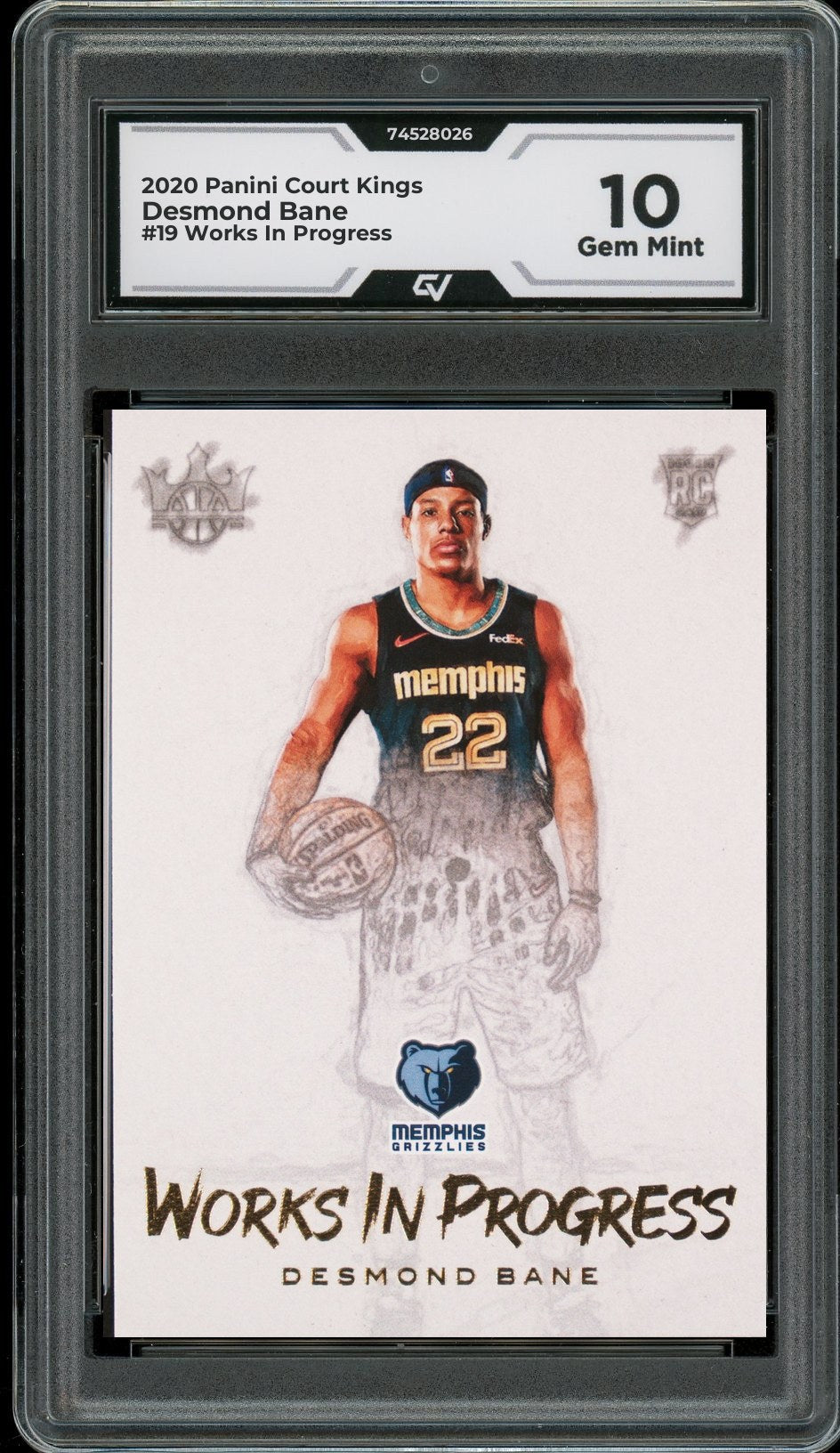 2020 Panini Court Kings #19 Desmond Bane Works In Progress Rookie Card RC Graded 10 Gem Mint - Front