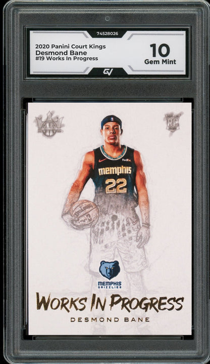 2020 Panini Court Kings #19 Desmond Bane Works In Progress Rookie Card RC Graded 10 Gem Mint - Front
