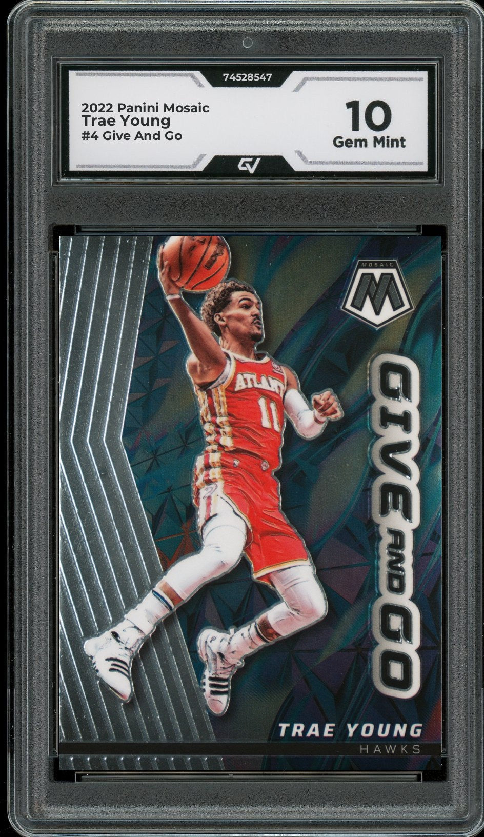 2022 Panini Mosaic #4 Trae Young Give And Go Graded 10 Gem Mint - Front