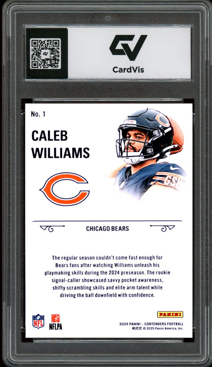 2024 Panini Contenders #1 Caleb Williams Rookie Stallions Rookie Card RC Graded 10 Gem Mint - Back