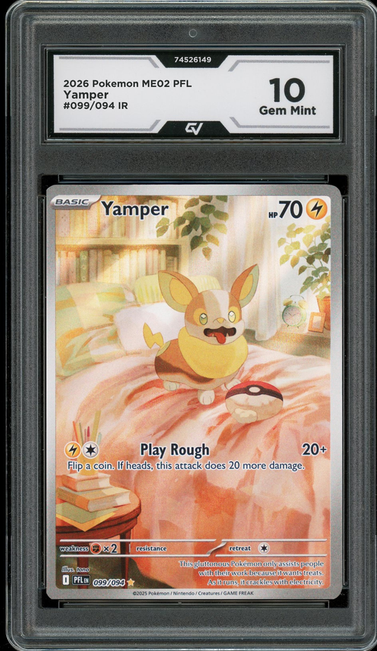 2026 Pokemon ME02 Phantasmal Flames #099/094 Yamper IR Graded 10 Gem Mint