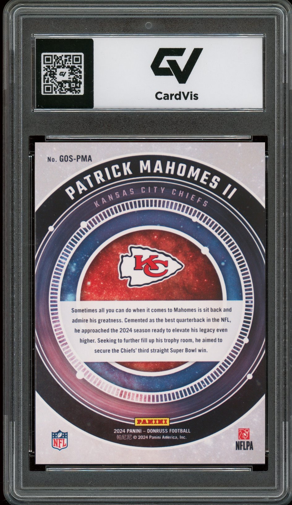 2024 Panini Donruss #GOS-PMA Patrick Mahomes II Galaxy Of Stars Graded 10 Gem Mint - Back