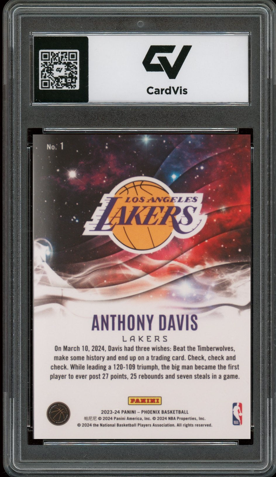 2023 Panini Phoenix #1 Anthony Davis Genies Graded 10 Gem Mint - Back