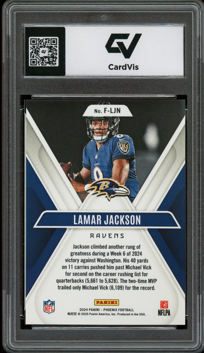 2024 Panini Phoenix #F-LJN Lamar Jackson Flex Graded 10 Gem Mint - Back