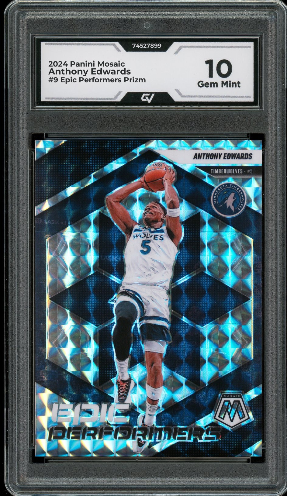 2024 Panini Mosaic #9 Anthony Edwards Epic Performers Prizm Graded 10 Gem Mint - Front