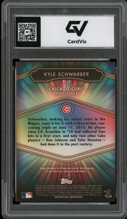 2016 Topps Chrome #YI-7 Kyle Schwarber Youth Impact Graded 10 Gem Mint - Back