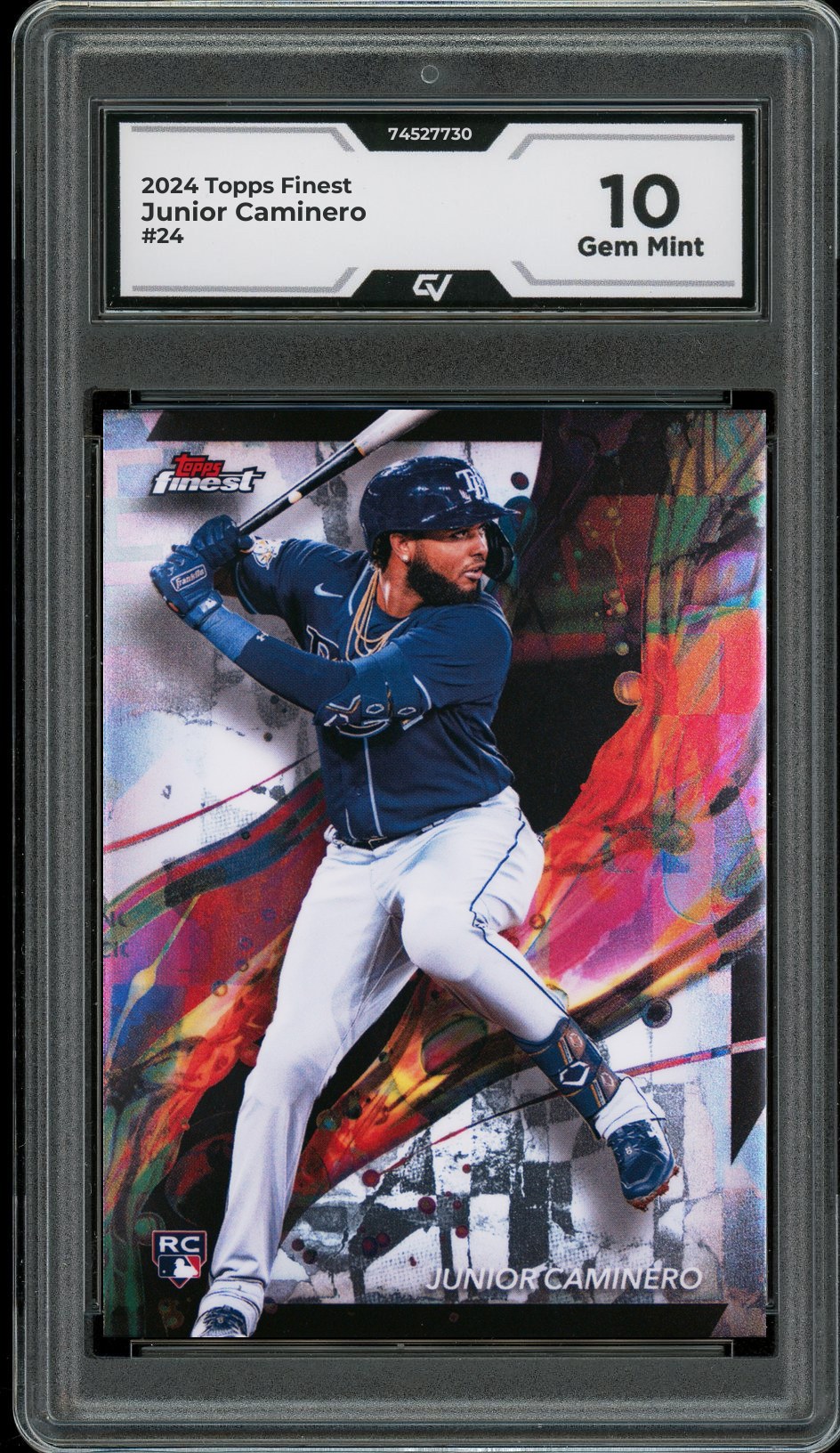 2024 Topps Finest #24 Junior Caminero Rookie Card RC Graded 10 Gem Mint - Front