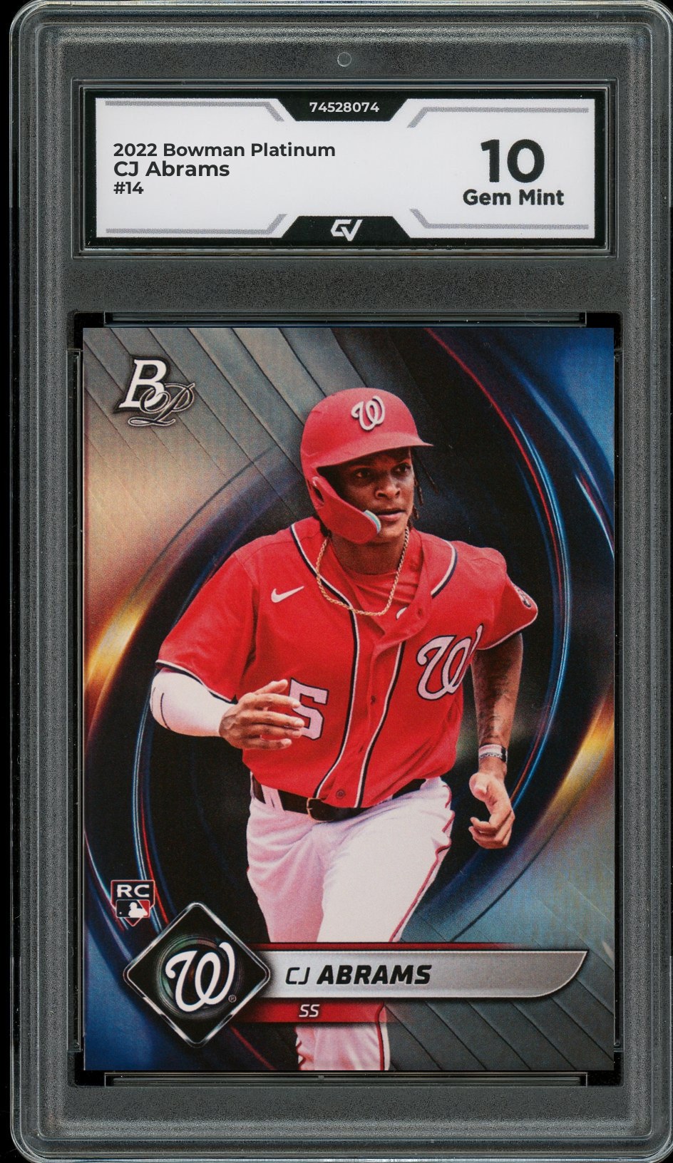 2022 Bowman Platinum #14 CJ Abrams Rookie Card RC Graded 10 Gem Mint - Front