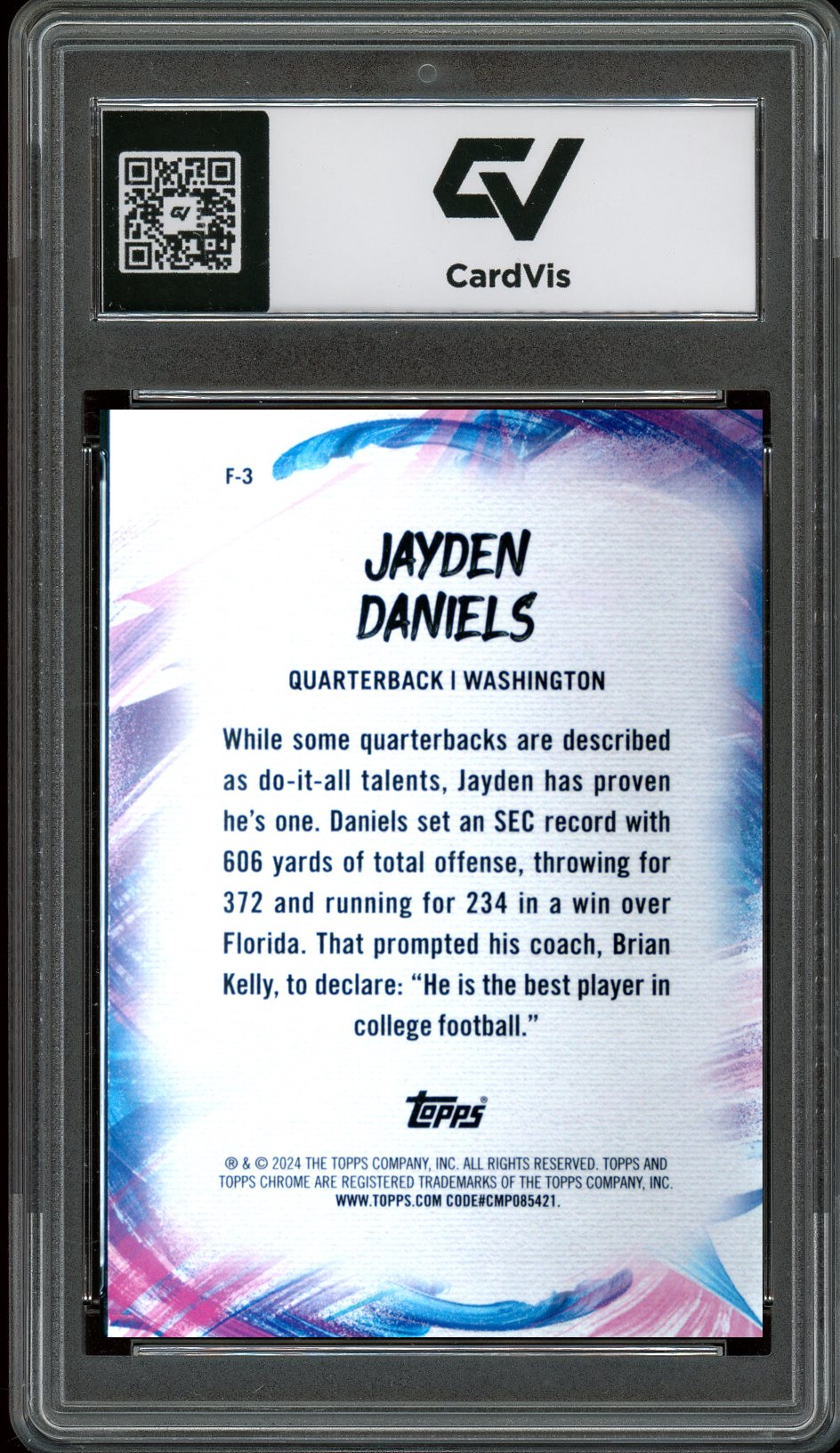 2024 Topps Chrome #F-3 Jayden Daniels Finesse Rookie Card RC Graded 10 Gem Mint - Back