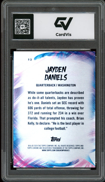 2024 Topps Chrome #F-3 Jayden Daniels Finesse Rookie Card RC Graded 10 Gem Mint - Back