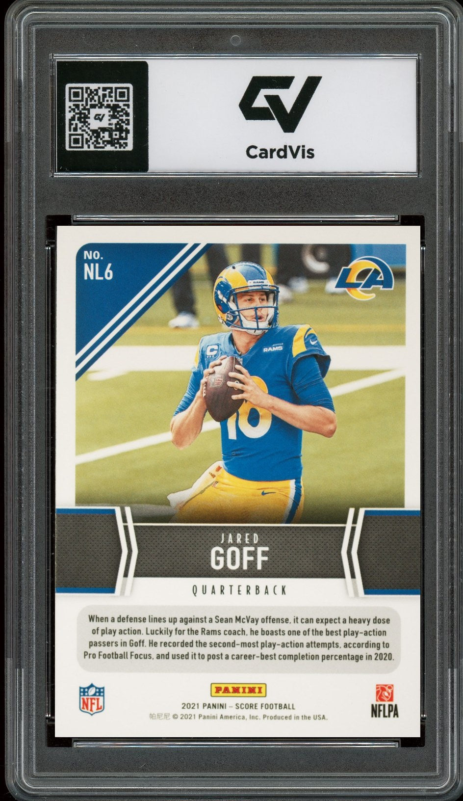 2021 Panini Score #NL6 Jared Goff Next Level Stats Graded 10 Gem Mint - Back