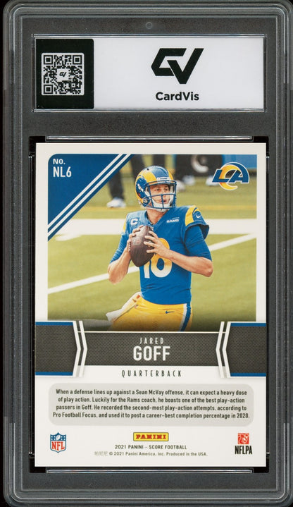 2021 Panini Score #NL6 Jared Goff Next Level Stats Graded 10 Gem Mint - Back