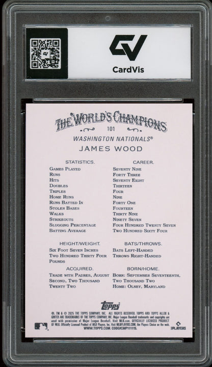 2025 Topps Allen & Ginter #101 James Wood Rookie Card RC Graded 10 Gem Mint - Back