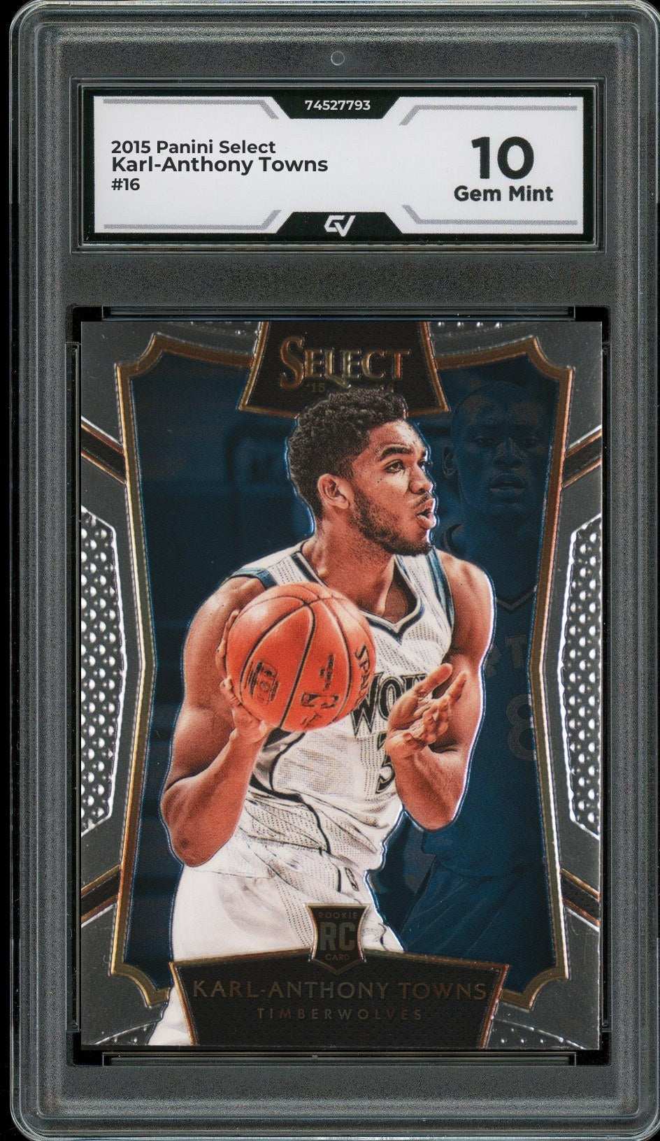 2015 Panini Select #16 Karl-Anthony Towns Rookie Card RC Graded 10 Gem Mint - Front