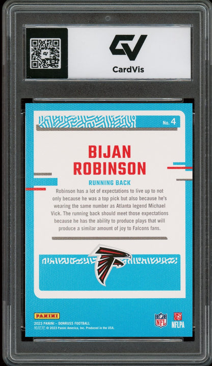2023 Panini Donruss #4 Bijan Robinson Portrait Rookie Card RC Graded 10 Gem Mint - Back