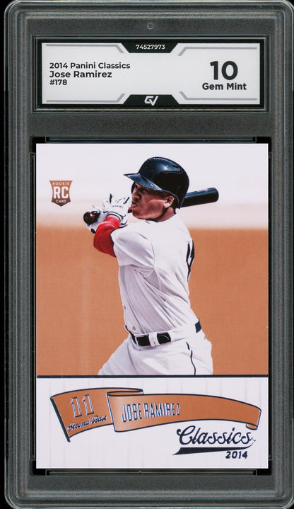 2014 Panini Classics #178 Jose Ramirez Rookie Card RC Graded 10 Gem Mint - Front