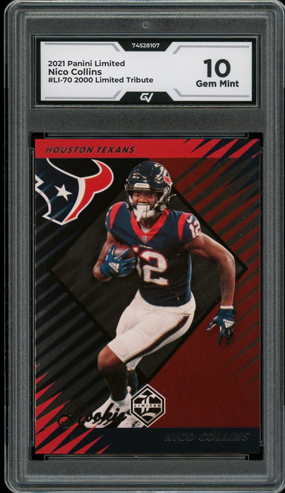 2021 Panini Limited #LI-70 Nico Collins 2000 Limited Tribute Graded 10 Gem Mint - Front