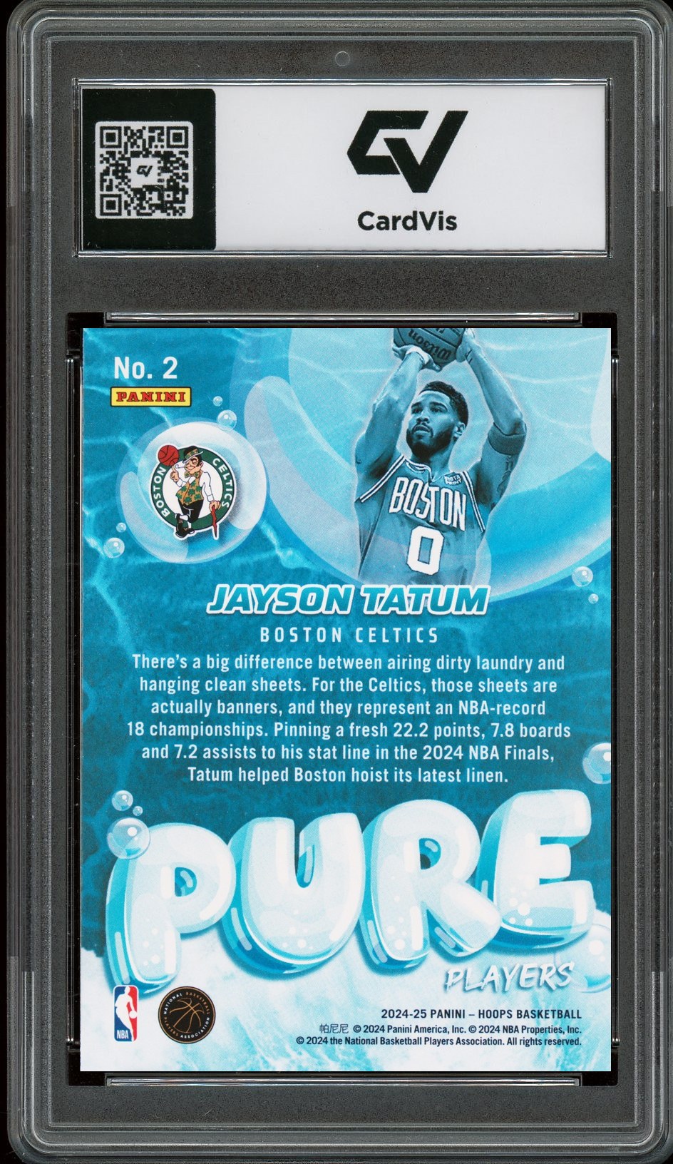 2024 Panini Hoops #2 Jayson Tatum Pure Players Graded 10 Gem Mint - Back