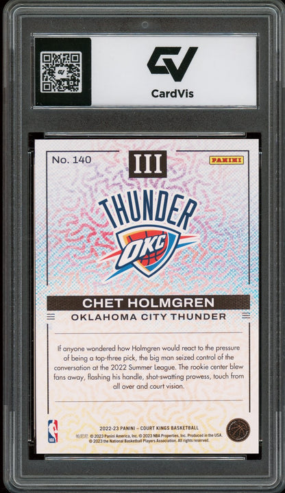 2022 Panini Court Kings #140 Chet Holmgren Rookie Card RC Graded 10 Gem Mint - Back