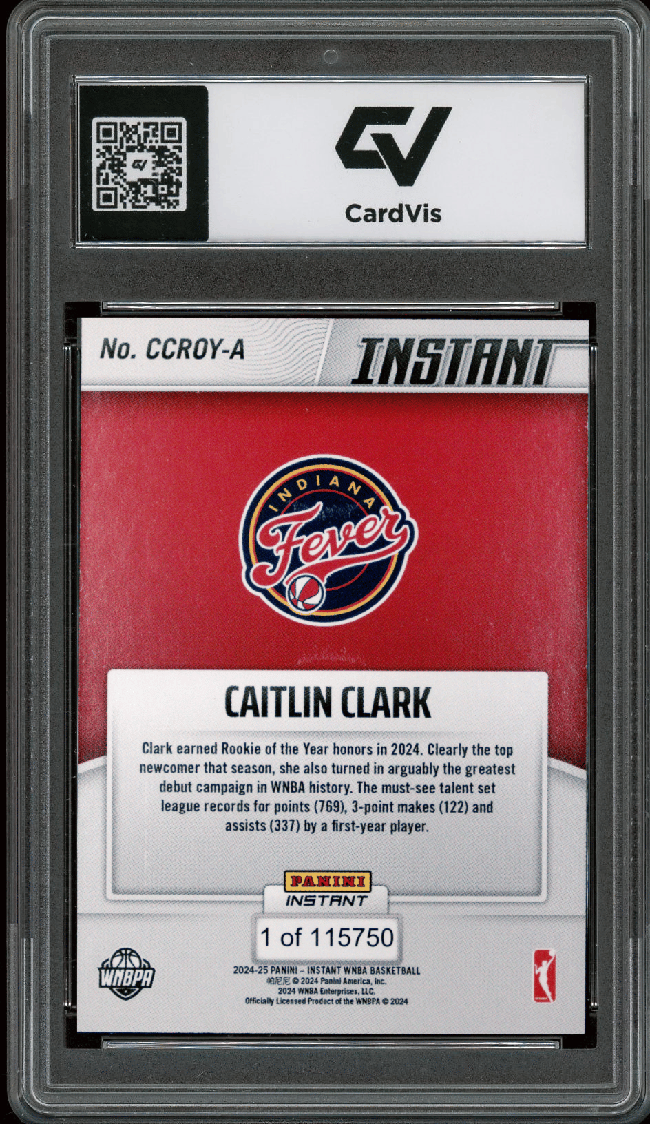2024 Panini Instant WNBA #CCROY-A Caitlin Clark Rookie Of The Year Graded 10 Gem Mint