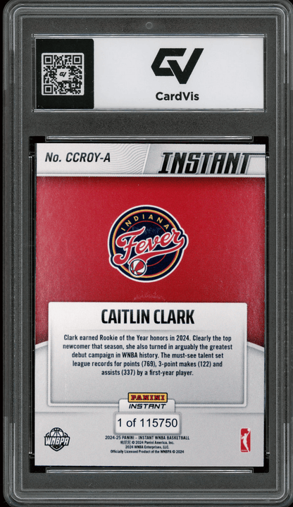 2024 Panini Instant WNBA #CCROY-A Caitlin Clark Rookie Of The Year Graded 10 Gem Mint