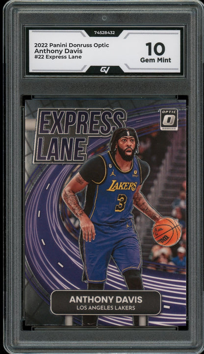 2022 Panini Donruss Optic #22 Anthony Davis Express Lane Graded 10 Gem Mint - Front