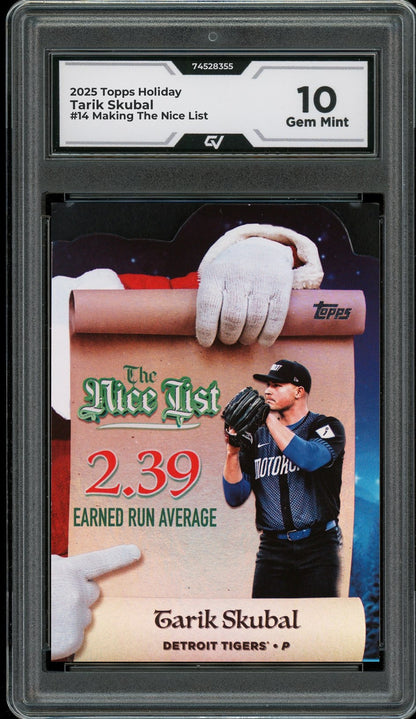 2025 Topps Holiday #14 Tarik Skubal Making The Nice List Graded 10 Gem Mint - Front