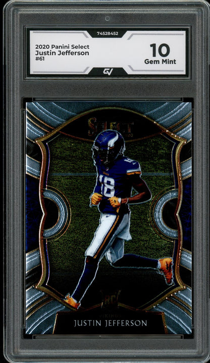 2020 Panini Select #61 Justin Jefferson Rookie Card RC Graded 10 Gem Mint - Front