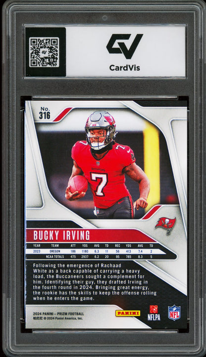 2024 Panini Prizm #316 Bucky Irving Rookie Card RC Graded 10 Gem Mint - Back