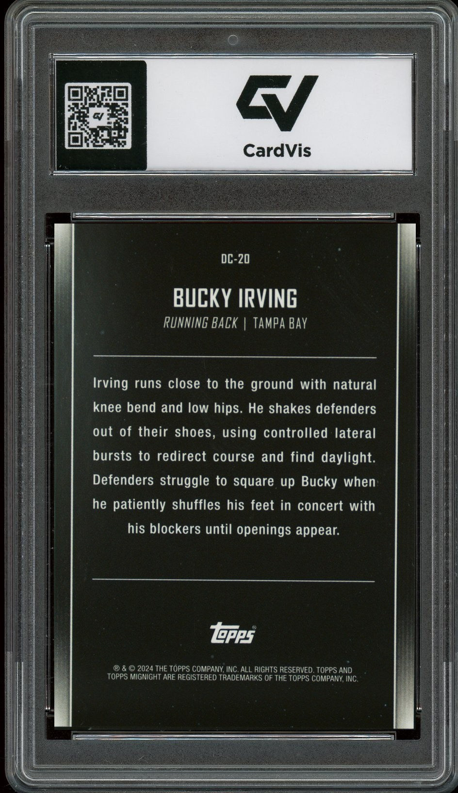 2024 Topps #DC-20 Bucky Irving Midnight Dream Chasers Rookie Card RC Graded 10 Gem Mint - Back