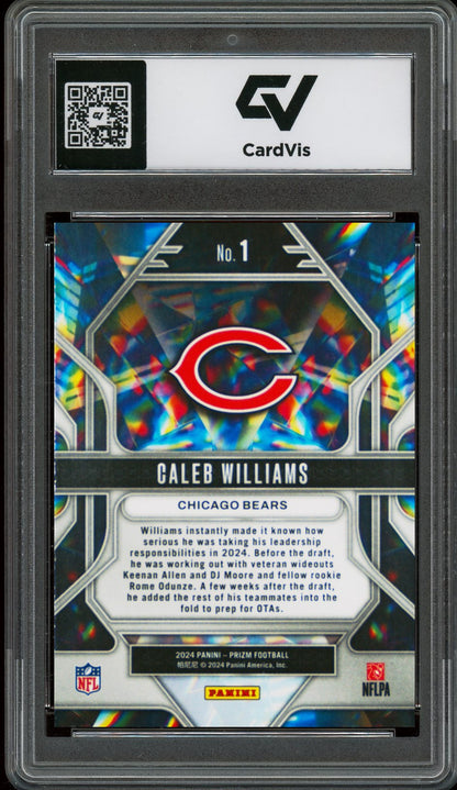 2024 Panini Prizm #1 Caleb Williams Prizmatic Rookie Card RC Graded 10 Gem Mint - Back