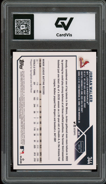 2023 Topps #344 Jordan Walker Rookie Card RC Graded 10 Gem Mint - Back