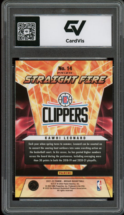 2021 Panini Mosaic #14 Kawhi Leonard Straight Fire Graded 10 Gem Mint - Back