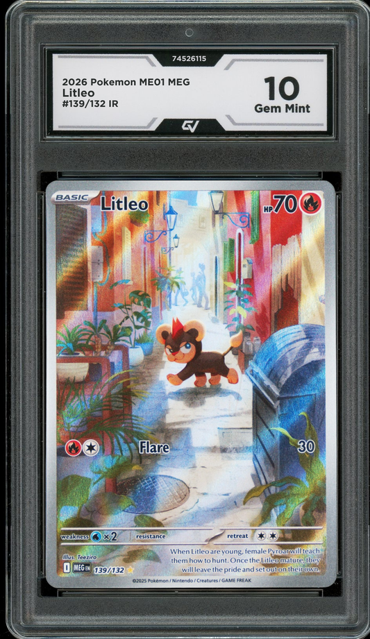 2026 Pokemon ME01 Mega Evolutions #139/132 Litleo IR Graded 10 Gem Mint
