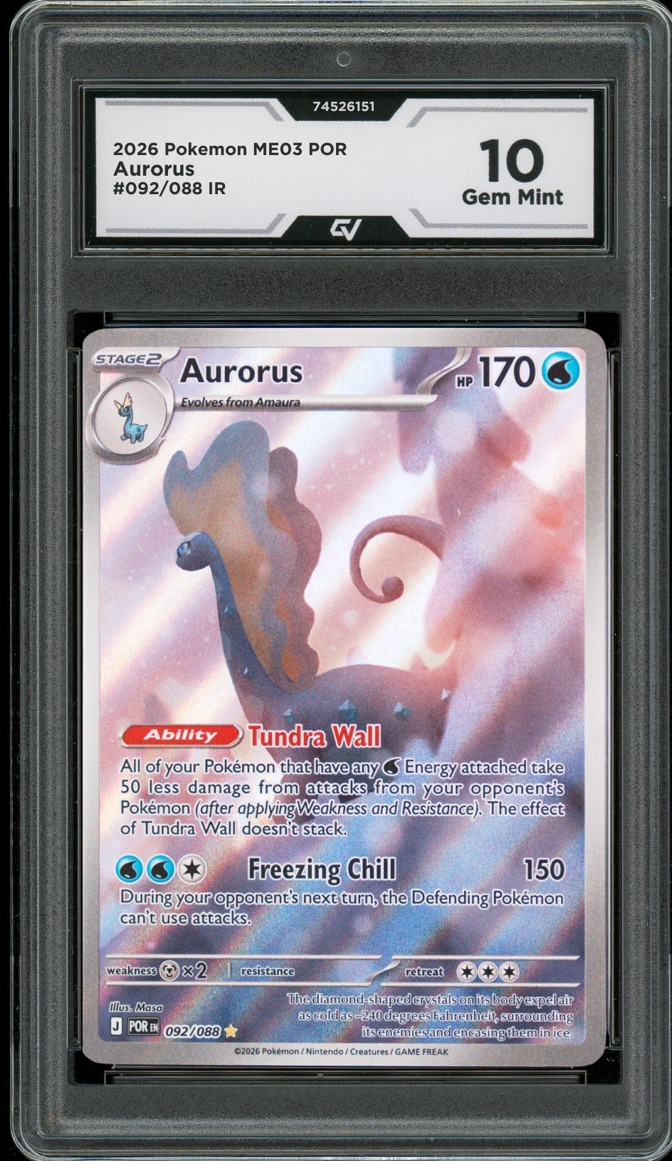 2026 Pokemon ME03 Perfect Order #092/088 Aurorus IR Graded 10 Gem Mint