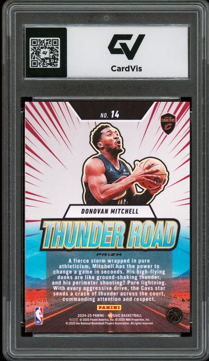 2024 Panini Mosaic #14 Donovan Mitchell Thunder Road Graded 10 Gem Mint - Back