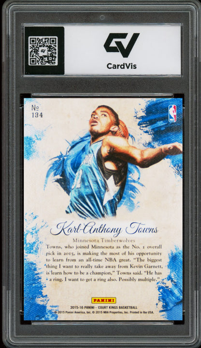 2015 Panini Court Kings #134 Karl-Anthony Towns Rookie Card RC Graded 10 Gem Mint - Back